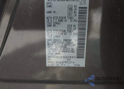 2016 Nissan Pathfinder Sv from USA, damaged, VIN 5N1AR2MN5GC602845